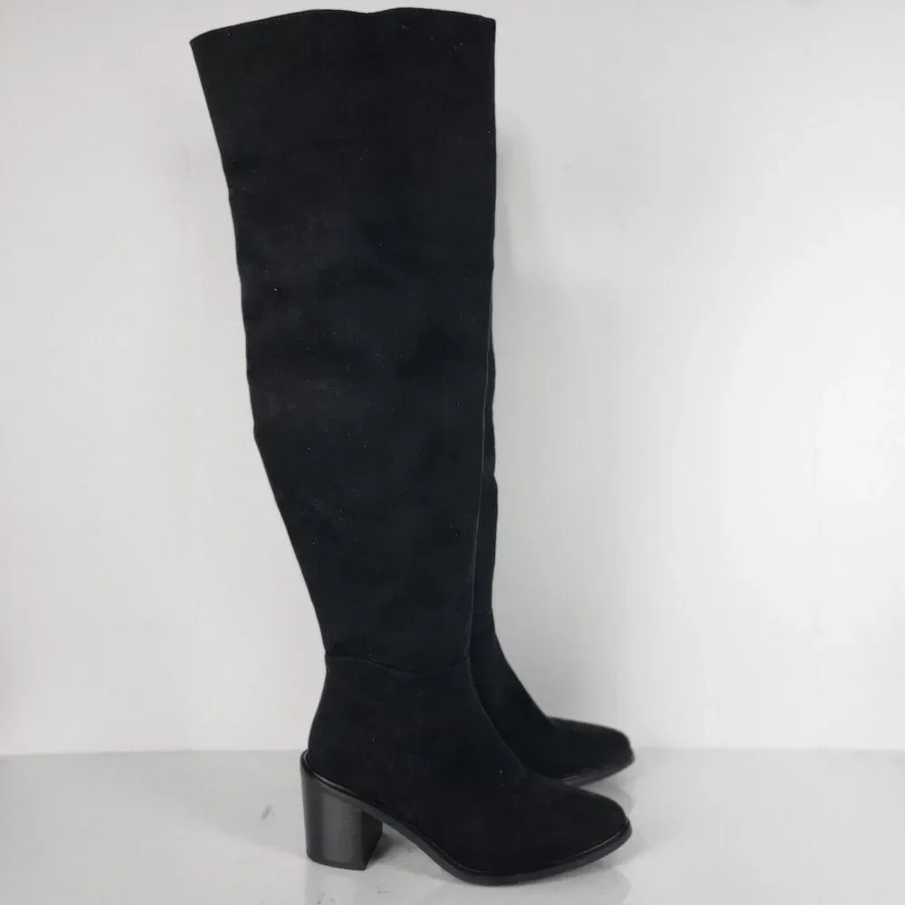 Seychelles Paradise City Leather Over the Knee Boots Black Size 6
